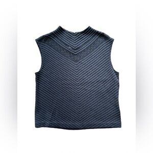 St. John Dark Navy Shimmer Chevron Knit Shell Top Size S